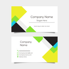Vector abstract business card background design. Modern business name card layout design for print. Green background vector template