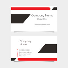 Vector abstract business card background design. Modern business name card layout design for print. Red background vector template