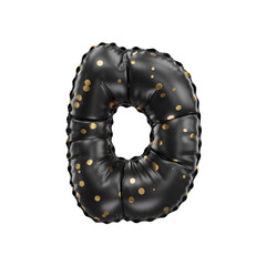 3D black helium balloon with golden polka dot pattern letter D