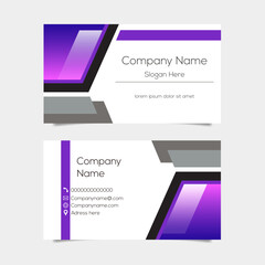 PrintVector abstract business card background design. Modern business name card layout design for print. Purple background vector template