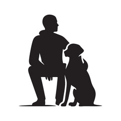 Serenity Shadows: Person with Dog Silhouette Set Depicting the Tranquil Moments of Bonded Serenity - Person with Dog Illustration - Person with Dog Vector
