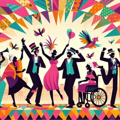 carnaval, festa de carnaval, pessoas pulando o carnaval, silhueta de pessoas pulando o carnaval, silhueta de pessoas comemorando o carnaval, pessoas festejando o carnaval, feriado de carnaval, véspera