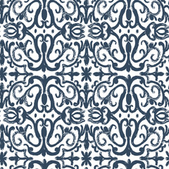 Black and white seamless pattern with arabesques  in a retro style. Vector