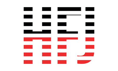 HFJ three initial letter iconic line negative space minimal logo design vector template. monogram, abstract, wordmark, business, typography, minimalist, brand, company, flat, modern, unique, simple