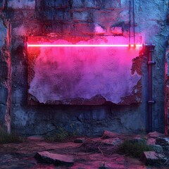 Mature Glowing Neon Sign On Stonework, 3d  illustration