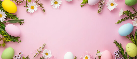 Naklejka na ściany i meble Easter, Christian, Multicolored, Easter Egg, Empty wooden table background - easter spring theme, celebration of religious holidays, made with Generative AI
