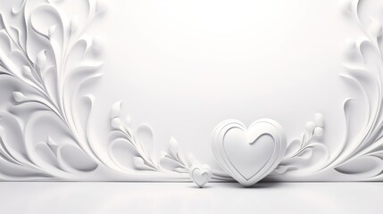 wedding card heart shaped frame, valentine love background, minimal, copy space