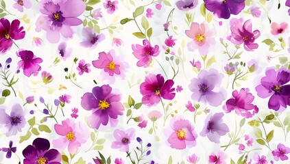 Fototapeta premium a watercolor floral pattern in the style of colorful drawings Generative AI