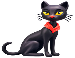 Fantasy wonder black kitty: cat lover's delight. feline beauty isolated cat image PNG - transparent background.
