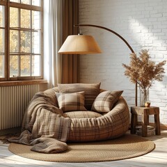 Set Washer Chair Sofa Floor Lamp, 3d  illustration