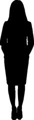 Silhouette of a working woman with her hands on her waist.
