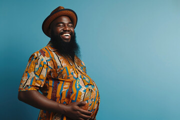 Celebrating diversity in parenthood pregnant man gender norms the definition of family concept. Happy smiling pregnant African American transexual man with beard expectant smiling trans father
