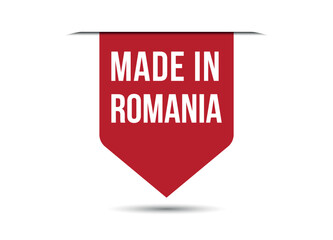 Made in Romania red vector banner illustration isolated on white background