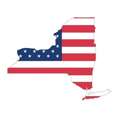 Obraz premium Outline of a map of the U.S. state of New York with a flag
