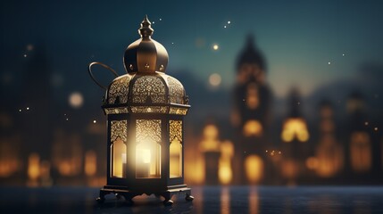 Ramadan kareem greeting background islamic 3d illustration