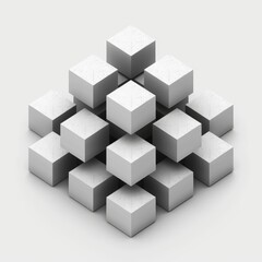 Abstract Geometric Shape Gray Cubes, 3d  illustration