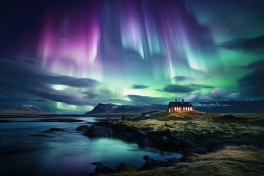 Aurora Borealis Adorns Home's Skyline