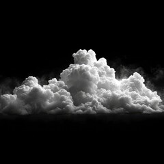 White Clouds Isolated On Black Background, 3d  illustration
