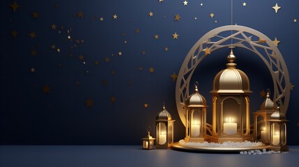 Obraz premium Ramadan kareem greeting background islamic 3d illustration
