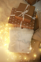 white muslin plaid with lace and embroidery for children. cover for baptism of children. New Year's gift white plaid