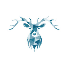 deer head polygon art logo light blue color