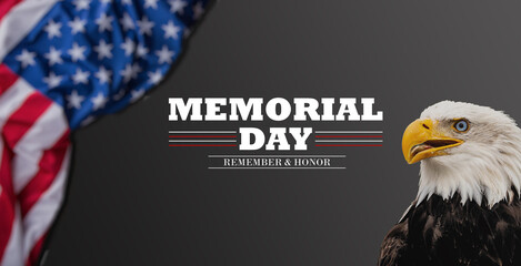 Remembering and Honoring our Nation's Heroes of the United States of America. Memorial Day. Eagle...