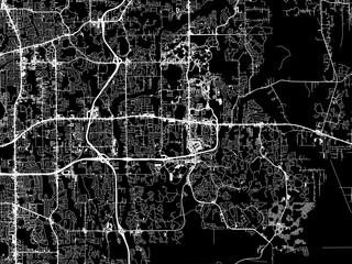 Vector road map of the city of Alafaya  Florida in the United States of America with white roads on a black background.