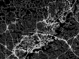 Obraz premium Vector road map of the city of Alpharetta Georgia in the United States of America with white roads on a black background.