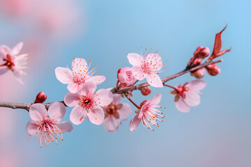 Delicate Cherry Blossoms Adorning a Spring Branch