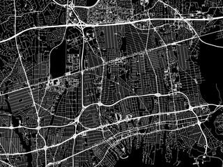 Vector road map of the city of Brentwood  New York in the United States of America with white roads on a black background.