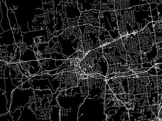 Vector road map of the city of Bristol  Connecticut in the United States of America with white roads on a black background.