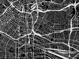 Vector road map of the city of Boyle Heights  California in the United States of America with white roads on a black background.