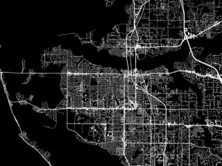 Vector road map of the city of Bradenton  Florida in the United States of America with white roads on a black background.