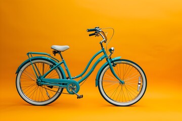 Fototapeta na wymiar Vintage Bicycle Against Vibrant Orange Wall