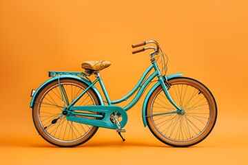 Vintage Bicycle Against Vibrant Orange Wall