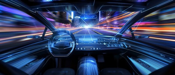 A Concept Of Autonomous Driving Technology In Action. Сoncept Self-Driving Cars, Ai Algorithms, Intelligent Transportation Systems, Future Mobility, Automotive Innovation