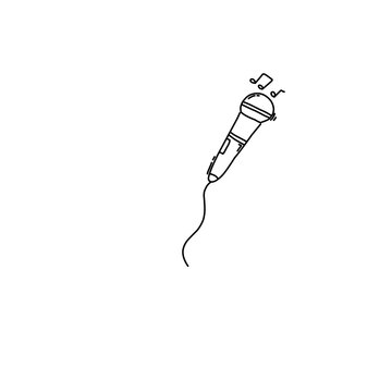 black line art microphone singing notes clip art preview