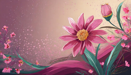 Floral greeting card, floral background.