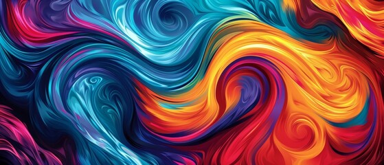 Colorful Swirls Create A Mesmerizing Organic Wallpaper Design. Сoncept Abstract Art, Organic Patterns, Mesmerizing Swirls, Colorful Wallpaper, Unique Design - obrazy, fototapety, plakaty