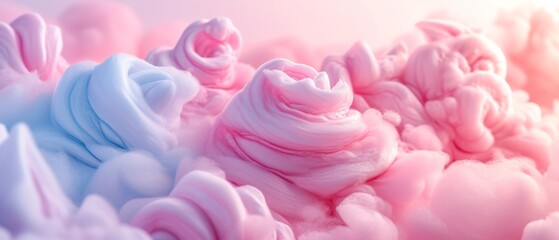Delicious Swirls Of Cotton Candy On A Dreamy Pastel Backdrop. Сoncept Nature's Beauty In Fall, Capturing The Golden Hour, Fun With Balloons, Magical Underwater World, Urban Street Art Exploration