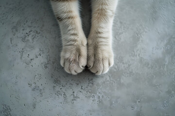 Paws of a cat. Minimalistic pets style isolated over light background