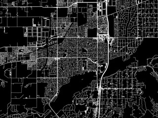 Vector road map of the city of Eastvale  California in the United States of America with white roads on a black background.