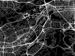 Vector road map of the city of Diamond Bar  California in the United States of America with white roads on a black background.
