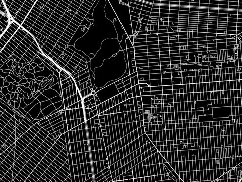 Vector road map of the city of Flatbush  New York in the United States of America with white roads on a black background.