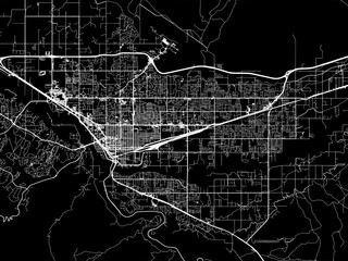 Vector road map of the city of Grand Junction  Colorado in the United States of America with white roads on a black background.