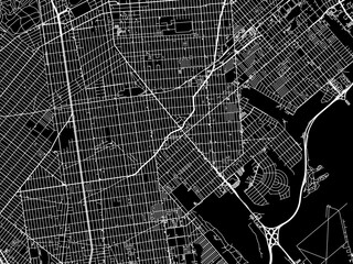 Vector road map of the city of Flatlands  New York in the United States of America with white roads on a black background.