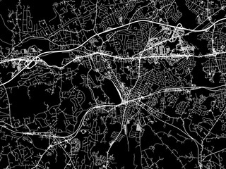 Vector road map of the city of Framingham  Massachusetts in the United States of America with white roads on a black background.