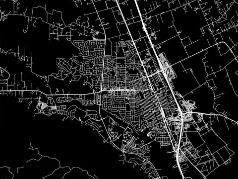 Vector road map of the city of Gilroy  California in the United States of America with white roads on a black background.