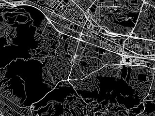 Vector road map of the city of Hacienda Heights  California in the United States of America with white roads on a black background.