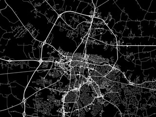 Vector road map of the city of Greenville  North Carolina in the United States of America with white roads on a black background.